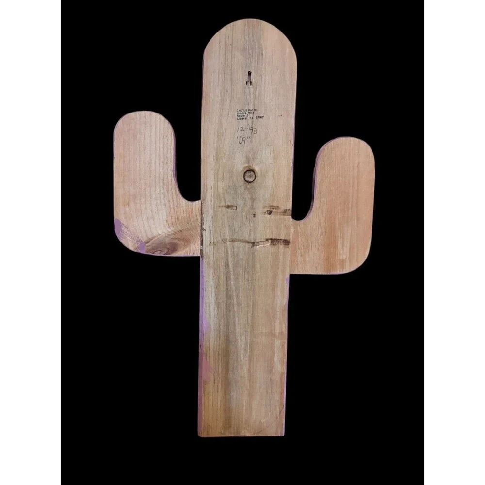 Vintage 90s Cactus Shaped 24.5” T Mirror wooden pink Read by Jaime Rice